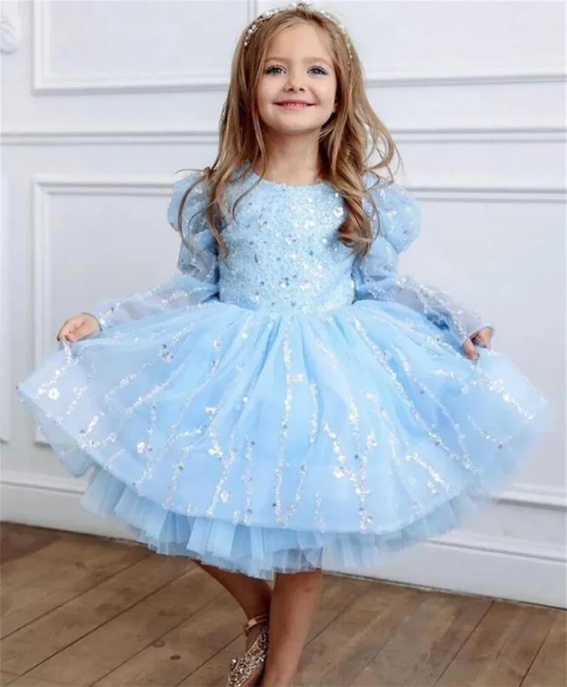 Glitter Sky Blue Party Dresses For Girls Princess Ceremony Long Sleeve Kids Evening Party Vestidos Flower Girl Dress
Glitter Sky Blue Party Dresses For Girls Princess Ceremony Long Sleeve Kids Evening Party Vestidos Flower Girl Dress