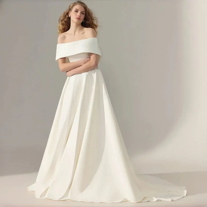 Vestido de Noiva 2026 Elegant Satin Wedding Dresses off Shoulder A Line Wedding Gowns Long Train Bride Dress Cheap Customized
Vestido de Noiva 2026 Elegant Satin Wedding Dresses off Shoulder A Line Wedding Gowns Long Train Bride Dress Cheap Customized