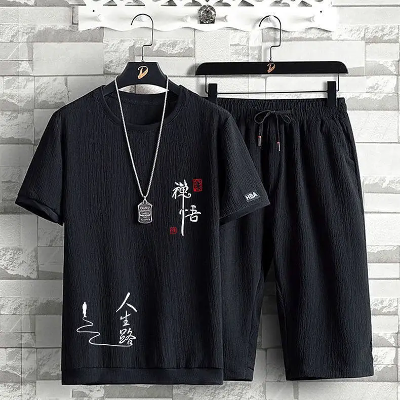 Summer Casual Sports Ice Silk Short Sleeve T-Shirt Shorts Set Men's Fashion Two-Piece Suit Youth Seven-Piece Pants
Summer Casual Sports Ice Silk Short Sleeve T-Shirt Shorts Set Men's Fashion Two-Piece Suit Youth Seven-Piece Pants