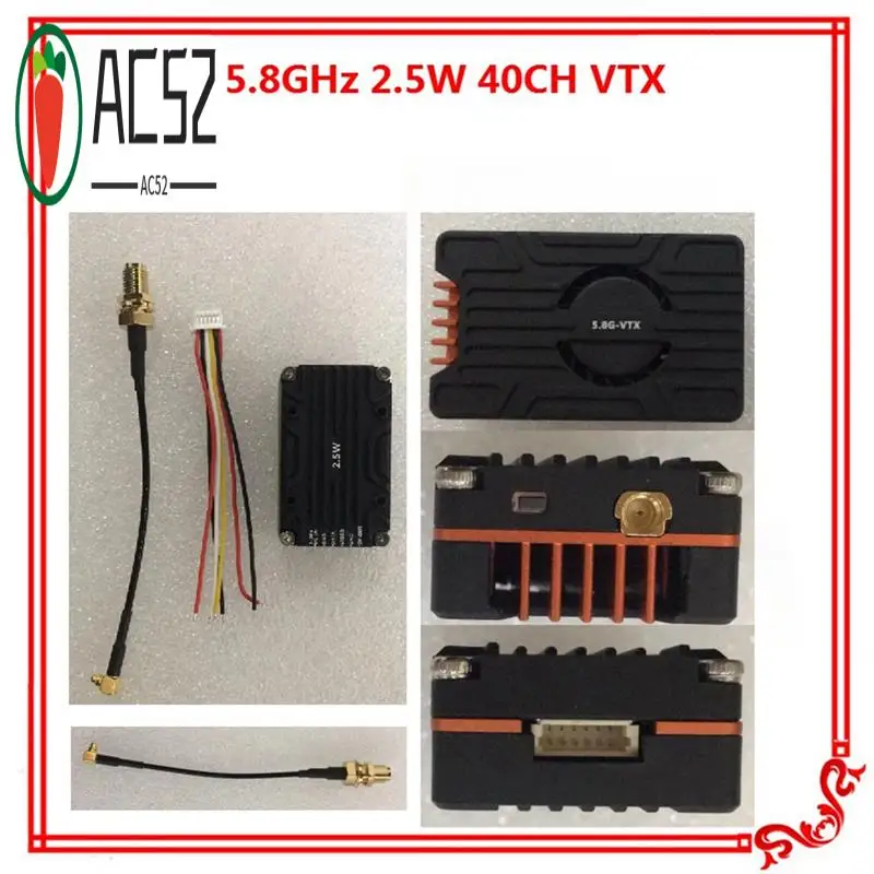 AC52-5,8 ГГц 2,5 Вт высокой мощности 40CH VTX видеопередатчик для RC FPV дронов с фиксированным крылом дальнего действия DIY
AC52-5,8 ГГц 2,5 Вт высокой мощности 40CH VTX видеопередатчик для RC FPV дронов с фиксированным крылом дальнего действия DIY