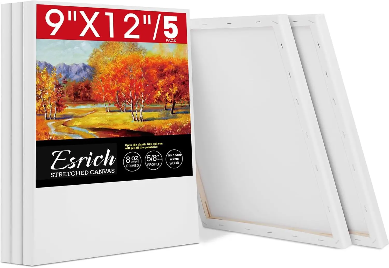 5 Pack 9x12 Stretched Canvas for Painting, Primed Acid-Free Cotton, for Oil & Acrylic
5 Pack 9x12 Stretched Canvas for Painting, Primed Acid-Free Cotton, for Oil & Acrylic