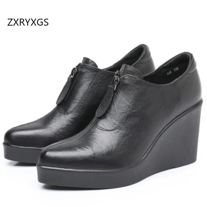 ZXRYXGS Top Cowhide Pointed Genuine Leather Shoes Wedges High Heels 2026 New Spring Deep Mouth Women Pumps Elegant Modem Shoes
ZXRYXGS Top Cowhide Pointed Genuine Leather Shoes Wedges High Heels 2026 New Spring Deep Mouth Women Pumps Elegant Modem Shoes