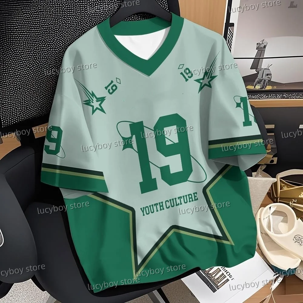 2025 New Mens Number 19 Letters Print T-Shirt Man Short Sleeve Jogging Jersey T-Shirt Vintage Oversize Striped Tees Men Clothes
2025 New Mens Number 19 Letters Print T-Shirt Man Short Sleeve Jogging Jersey T-Shirt Vintage Oversize Striped Tees Men Clothes