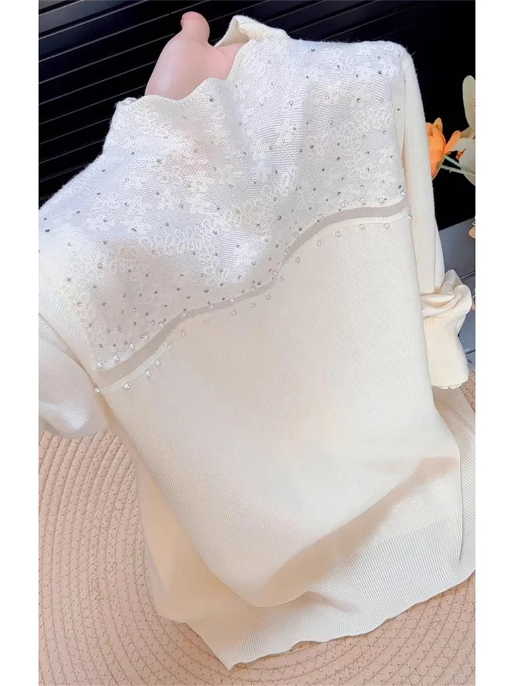 Slim Fit Lace Splice Knitted Sweater Women's Autumn Winter Faion High Collar Casual Sle Body a Long Sve Top
Slim Fit Lace Splice Knitted Sweater Women's Autumn Winter Faion High Collar Casual Sle Body a Long Sve Top