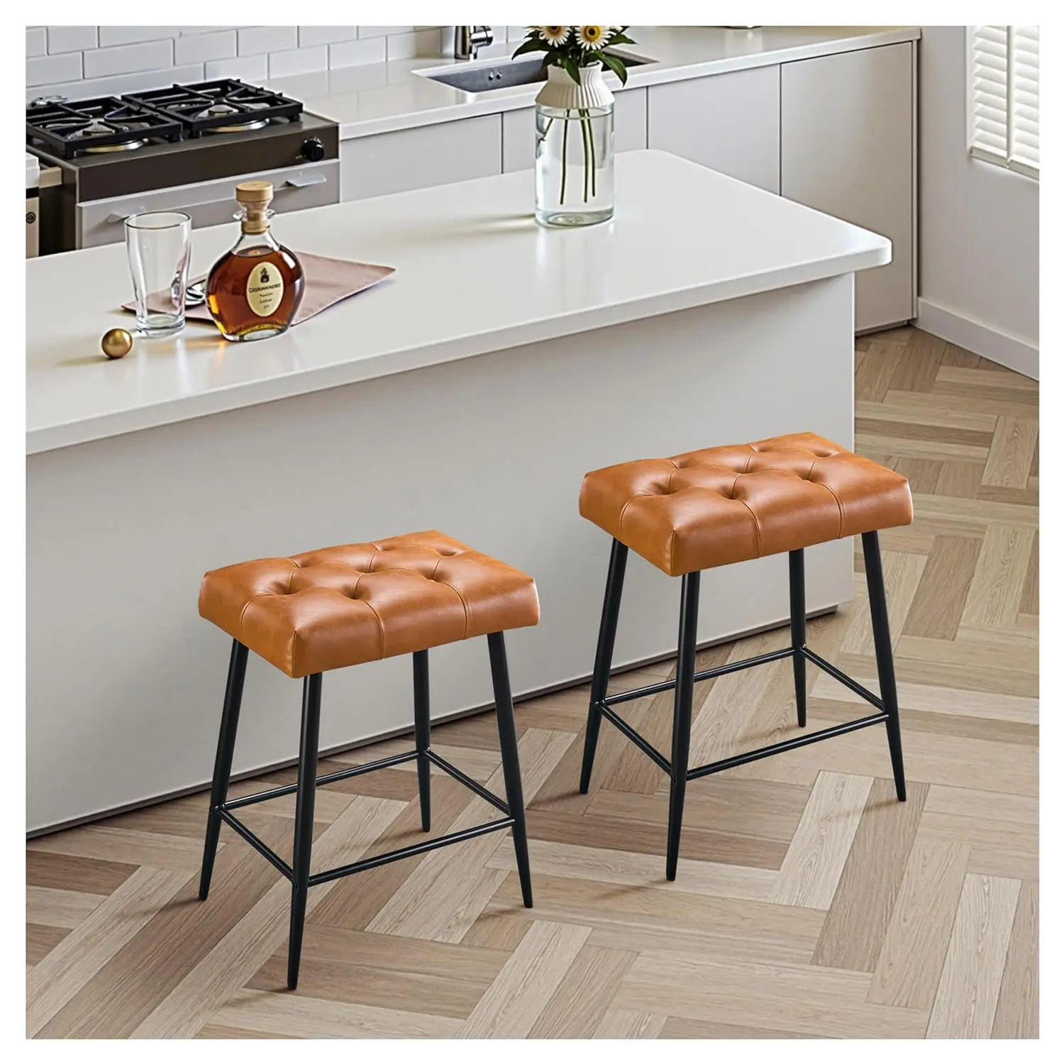 24in Counter Height Bar Stool Set 2 Metal Base Thickened Cushion Kitchen Island Farmhouse Modern Brown Custom
24in Counter Height Bar Stool Set 2 Metal Base Thickened Cushion Kitchen Island Farmhouse Modern Brown Custom