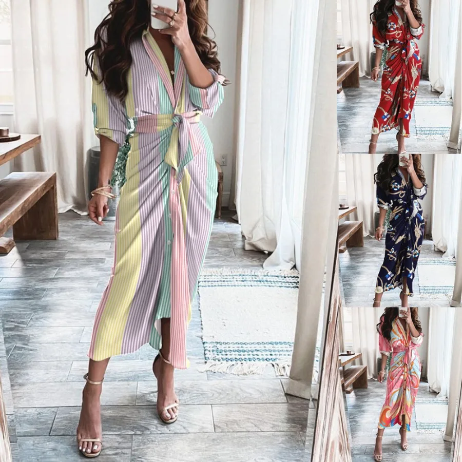 【HOT】2021 wish hit summer long-sleeved V-button short-sleeved printed dress and elegant long dress
【HOT】2021 wish hit summer long-sleeved V-button short-sleeved printed dress and elegant long dress