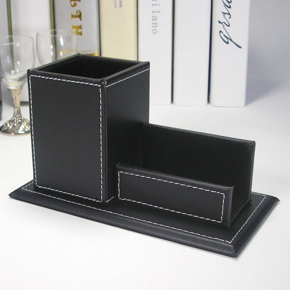 Premium Leatherette Pen Holder Desk Organizer with Divided Compartments for Cards Phones Pens Office Supplies Holder Black
Premium Leatherette Pen Holder Desk Organizer with Divided Compartments for Cards Phones Pens Office Supplies Holder Black