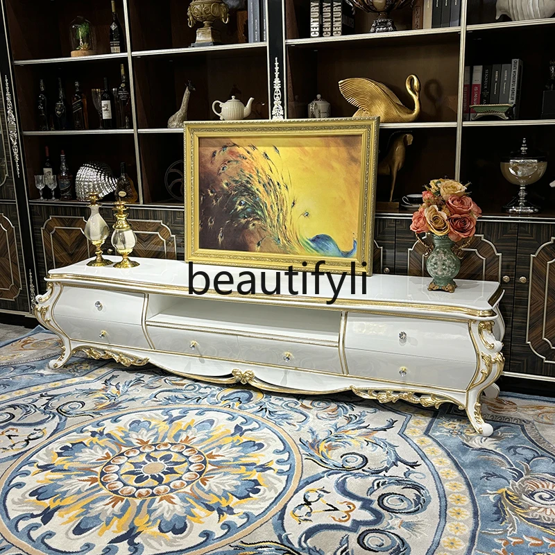 French solid wood TV cabinet, European court living room engraved with drawers TV, display cabinet
French solid wood TV cabinet, European court living room engraved with drawers TV, display cabinet
