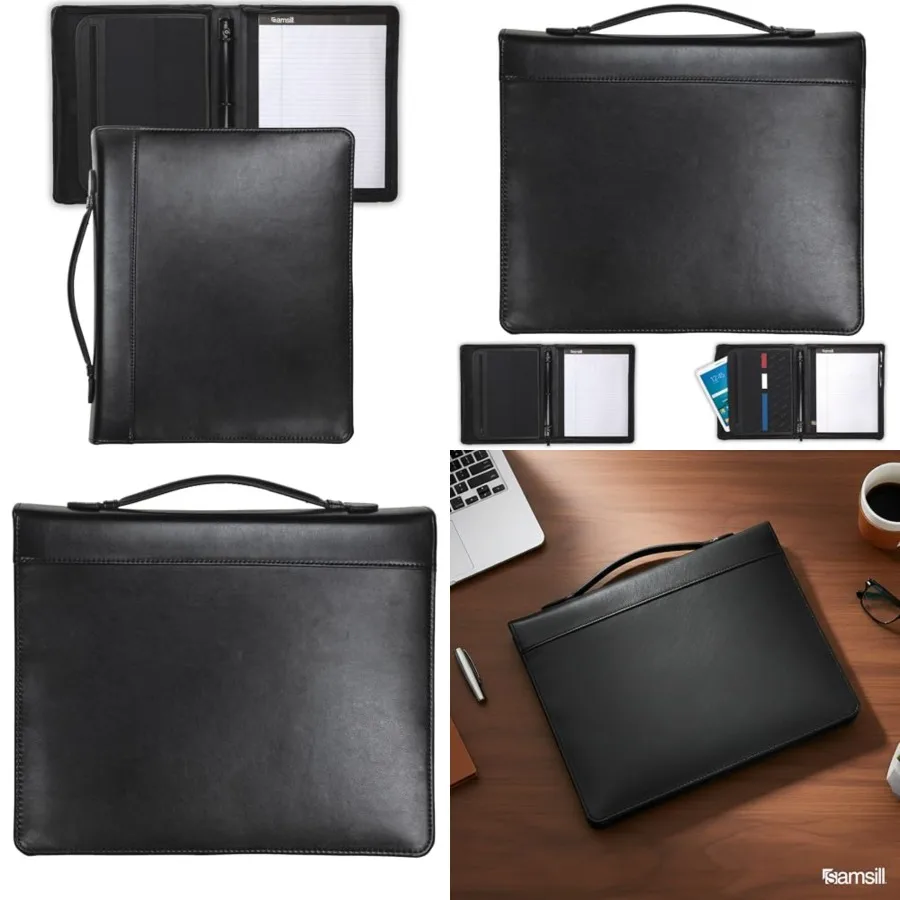 Regal Leather Padfolio Zipper 1 inch Ring Binder, Carry Handle, Interior 10.1 Inch Tablet Sleeve, Letter Size Writing Pad, Blac
Regal Leather Padfolio Zipper 1 inch Ring Binder, Carry Handle, Interior 10.1 Inch Tablet Sleeve, Letter Size Writing Pad, Blac