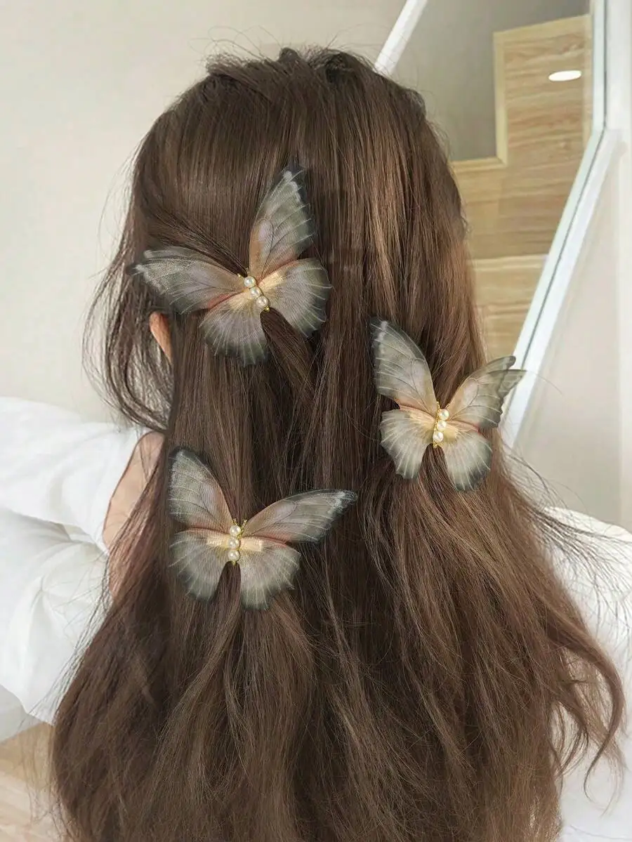 3pcs Gradient Butterfly Hair Clips With Faux Pearl For Women Styling Accessories
3pcs Gradient Butterfly Hair Clips With Faux Pearl For Women Styling Accessories