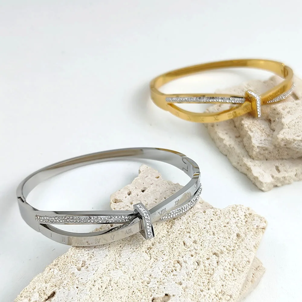 New Roman Numeral Cross Zircon Stainless Steel Gold Plated 18K Bracelet, High Quality Waterproof Silver Jewelry, Wife Gift
New Roman Numeral Cross Zircon Stainless Steel Gold Plated 18K Bracelet, High Quality Waterproof Silver Jewelry, Wife Gift