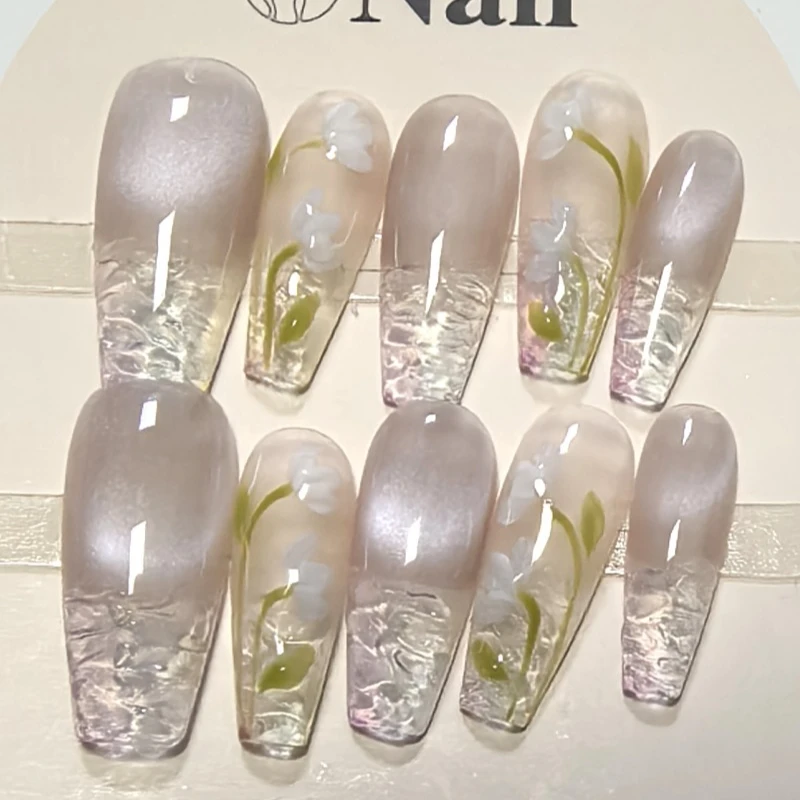 10 Pieces of Ice Transparent Glaze French Handmade Press On Nail Smudge Tulip Fairy Tender False Nails Removable Reusable
10 Pieces of Ice Transparent Glaze French Handmade Press On Nail Smudge Tulip Fairy Tender False Nails Removable Reusable