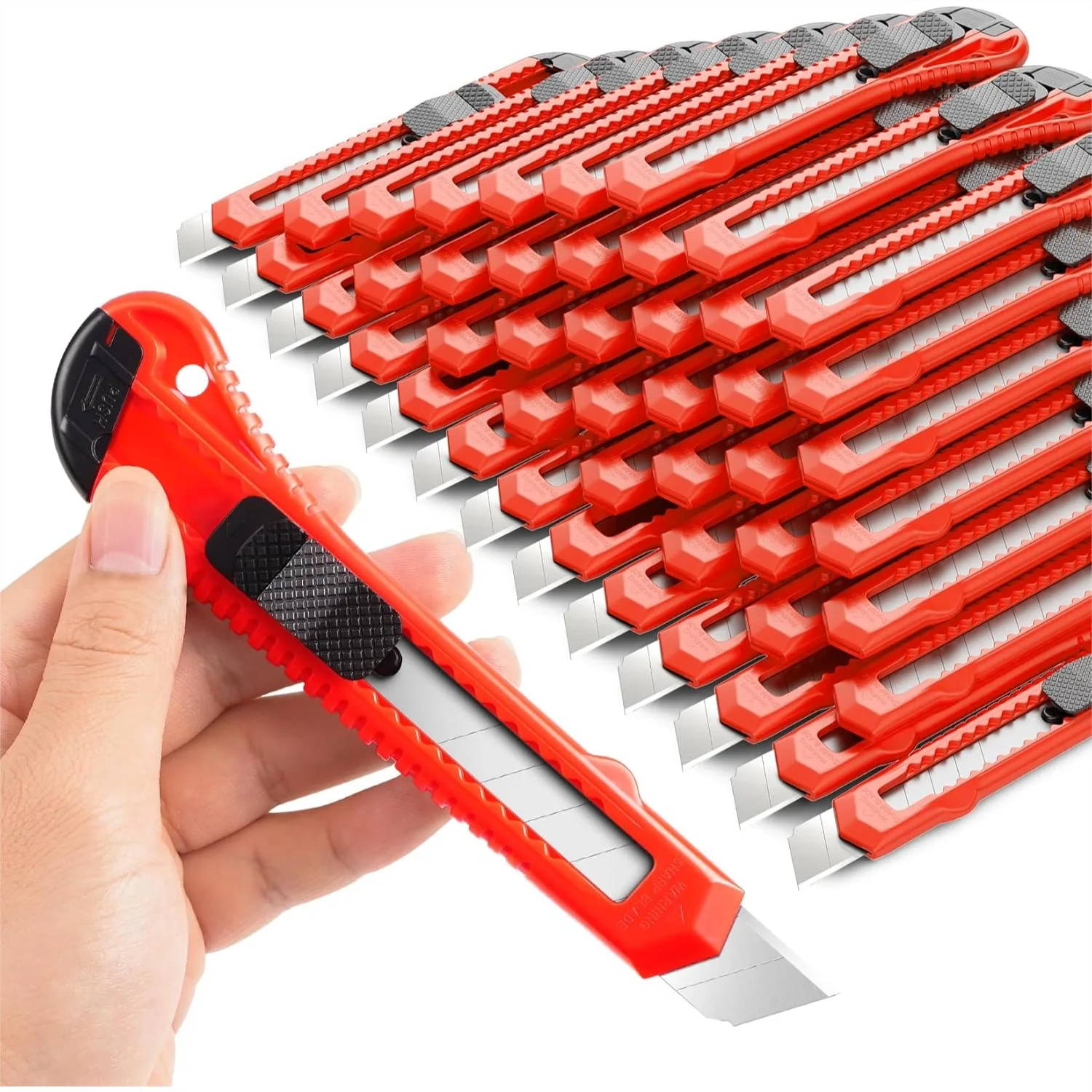 30 Pack Retractable Box Cutter with 18mm Snap Off Blades for Cardboard Art Craft
30 Pack Retractable Box Cutter with 18mm Snap Off Blades for Cardboard Art Craft