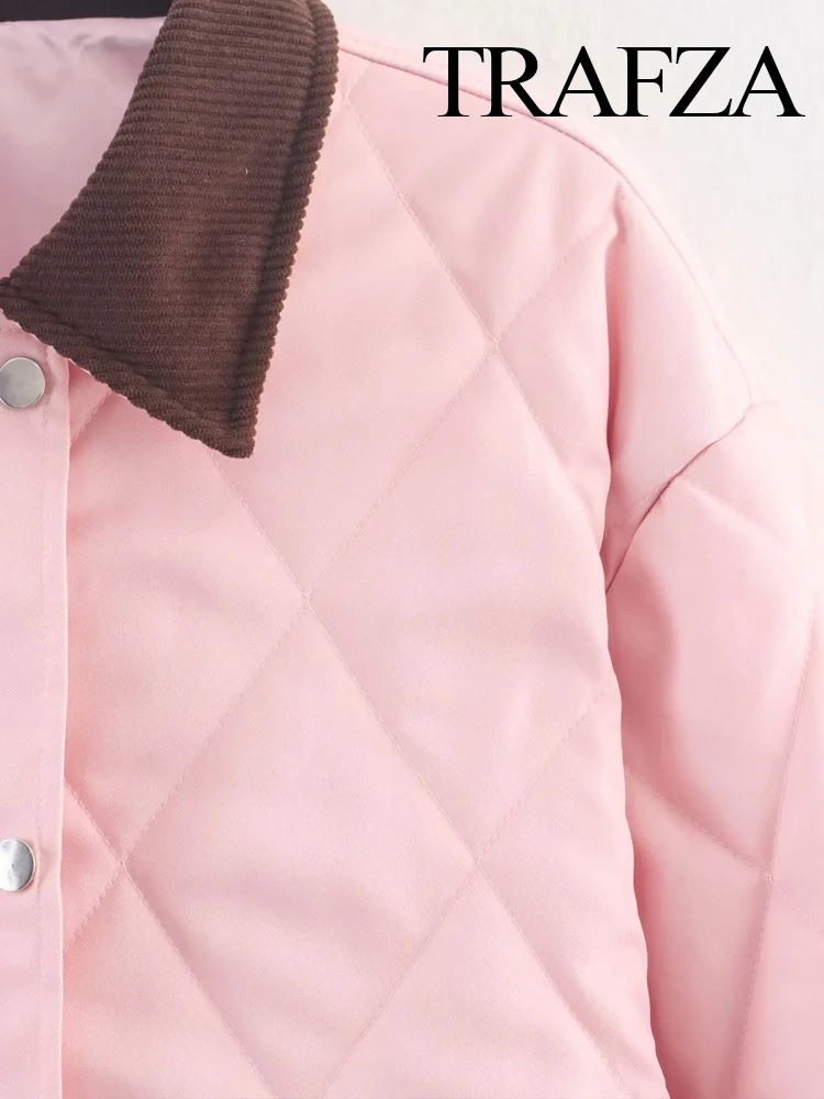 TRAFZA Women's Autumn Winter New Thickened Nylon Corduroy Collar Diamond Quilted Jacket Female Lapel Zipper Pocket Thermal Coat
TRAFZA Women's Autumn Winter New Thickened Nylon Corduroy Collar Diamond Quilted Jacket Female Lapel Zipper Pocket Thermal Coat