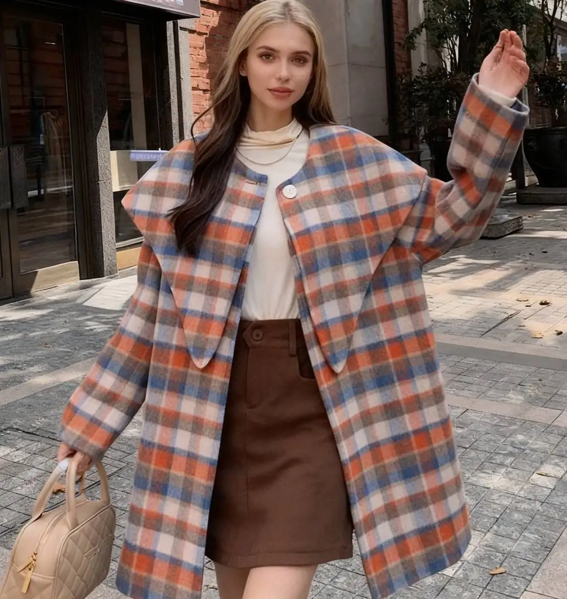 Wool Blend Coats Womens Woolen Coat Orange Winter Chenille Velvet Patterned Buttoned Lantern Sleeve Chic Style Outings Overcoats
Wool Blend Coats Womens Woolen Coat Orange Winter Chenille Velvet Patterned Buttoned Lantern Sleeve Chic Style Outings Overcoats