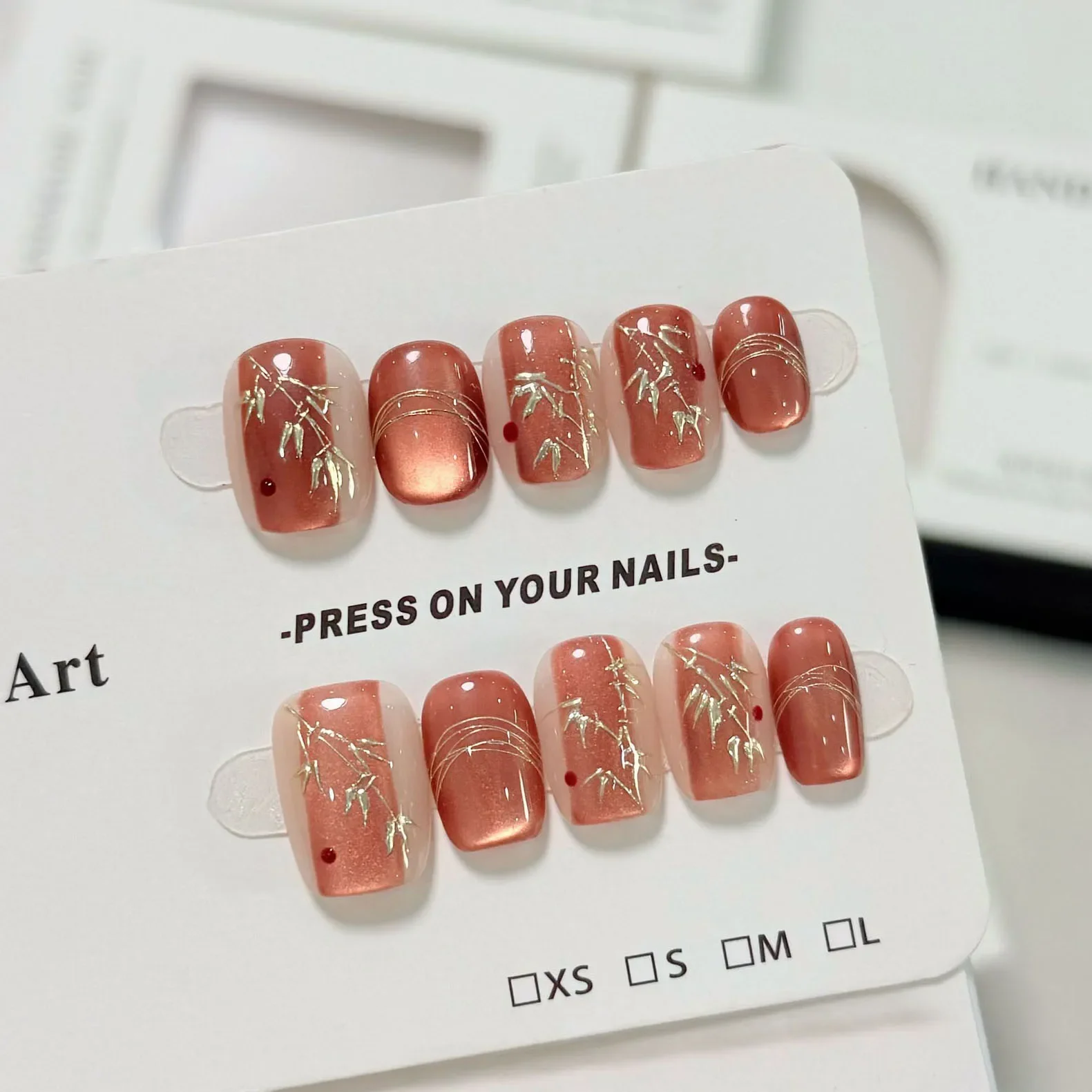 10pcs Handmade Maillard Magic Mirror Pink Press on Nails Bamboo Cat's Eye False Nail for Women&Girl Removable Wearable Fake Nail
10pcs Handmade Maillard Magic Mirror Pink Press on Nails Bamboo Cat's Eye False Nail for Women&Girl Removable Wearable Fake Nail