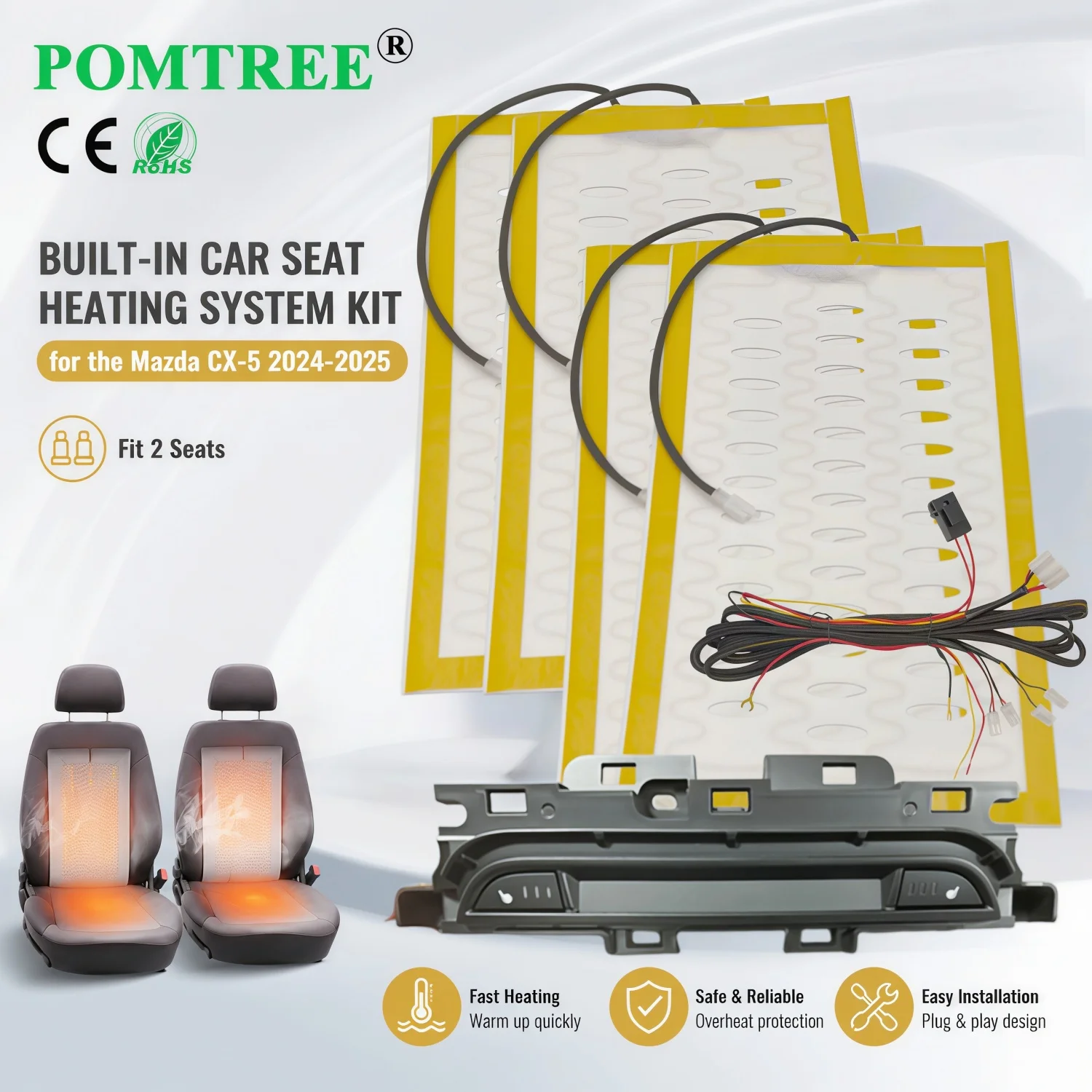 Built-in Car Seat Heating System Kit Fit 2 Seats, Compatible With Mazda CX-5 2024.10-2025,Including Dedicated Switch,Fit Winter
Built-in Car Seat Heating System Kit Fit 2 Seats, Compatible With Mazda CX-5 2024.10-2025,Including Dedicated Switch,Fit Winter