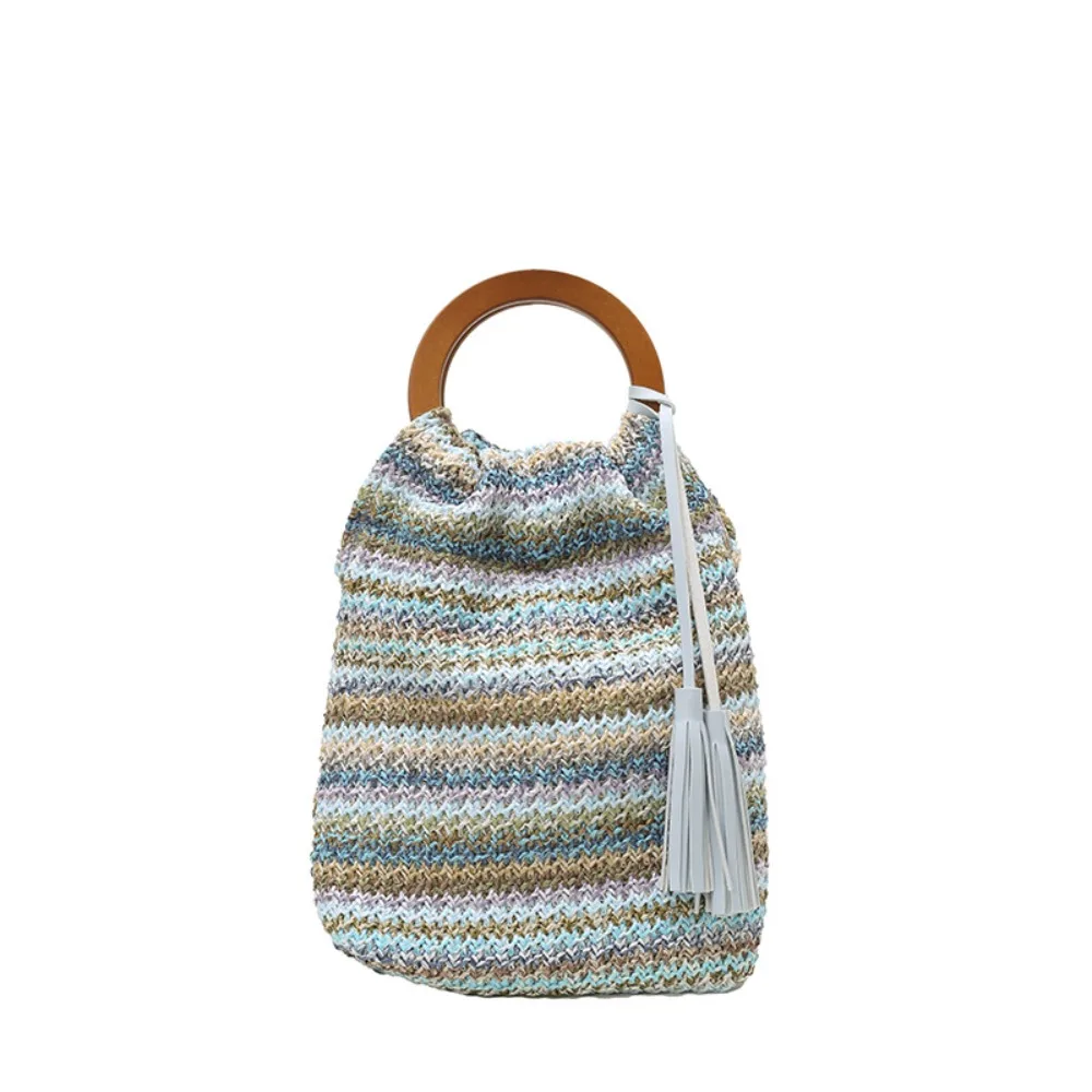 Casual Bohemian Style Rainbow Woven Handbag Hollow Out with Tassel Summer Bucket Bag Beach Sweet Underarm Bag Shopping
Casual Bohemian Style Rainbow Woven Handbag Hollow Out with Tassel Summer Bucket Bag Beach Sweet Underarm Bag Shopping