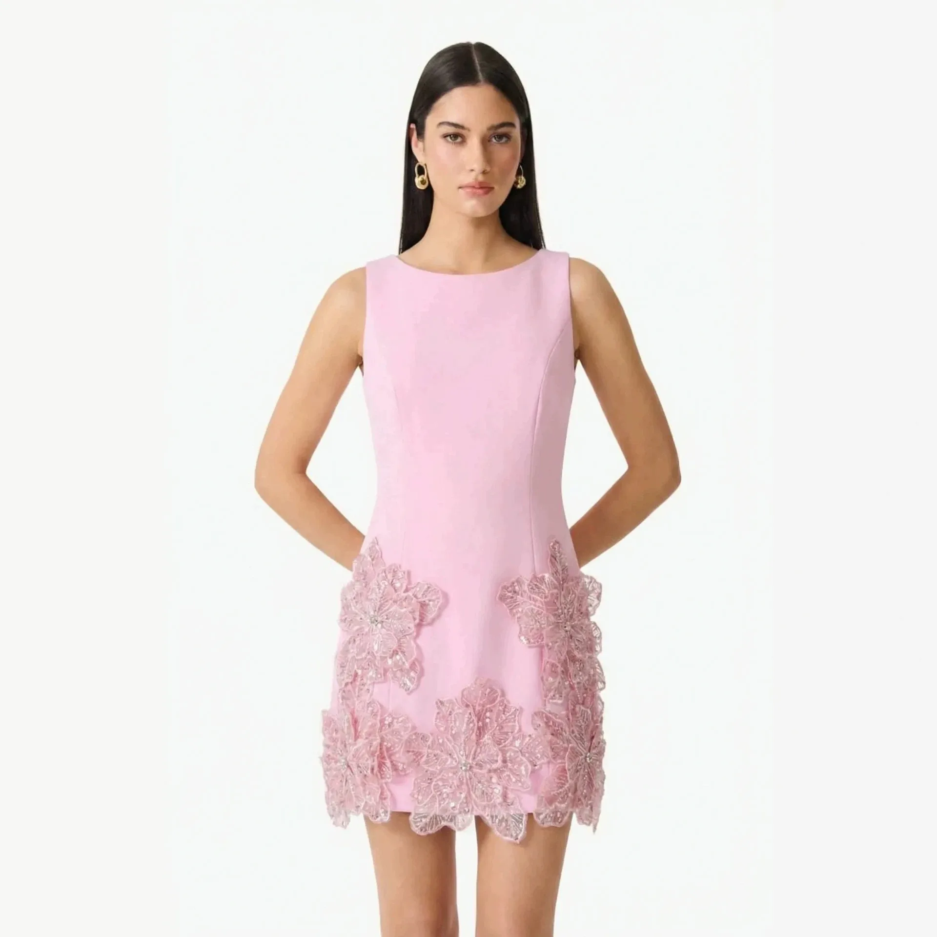 Sexy Pink Spliced Appliques Mini Dress Round Neck Sleeveless High Waist Dresses Fashion Slimming Party Cocktail Prom Gowns
Sexy Pink Spliced Appliques Mini Dress Round Neck Sleeveless High Waist Dresses Fashion Slimming Party Cocktail Prom Gowns
