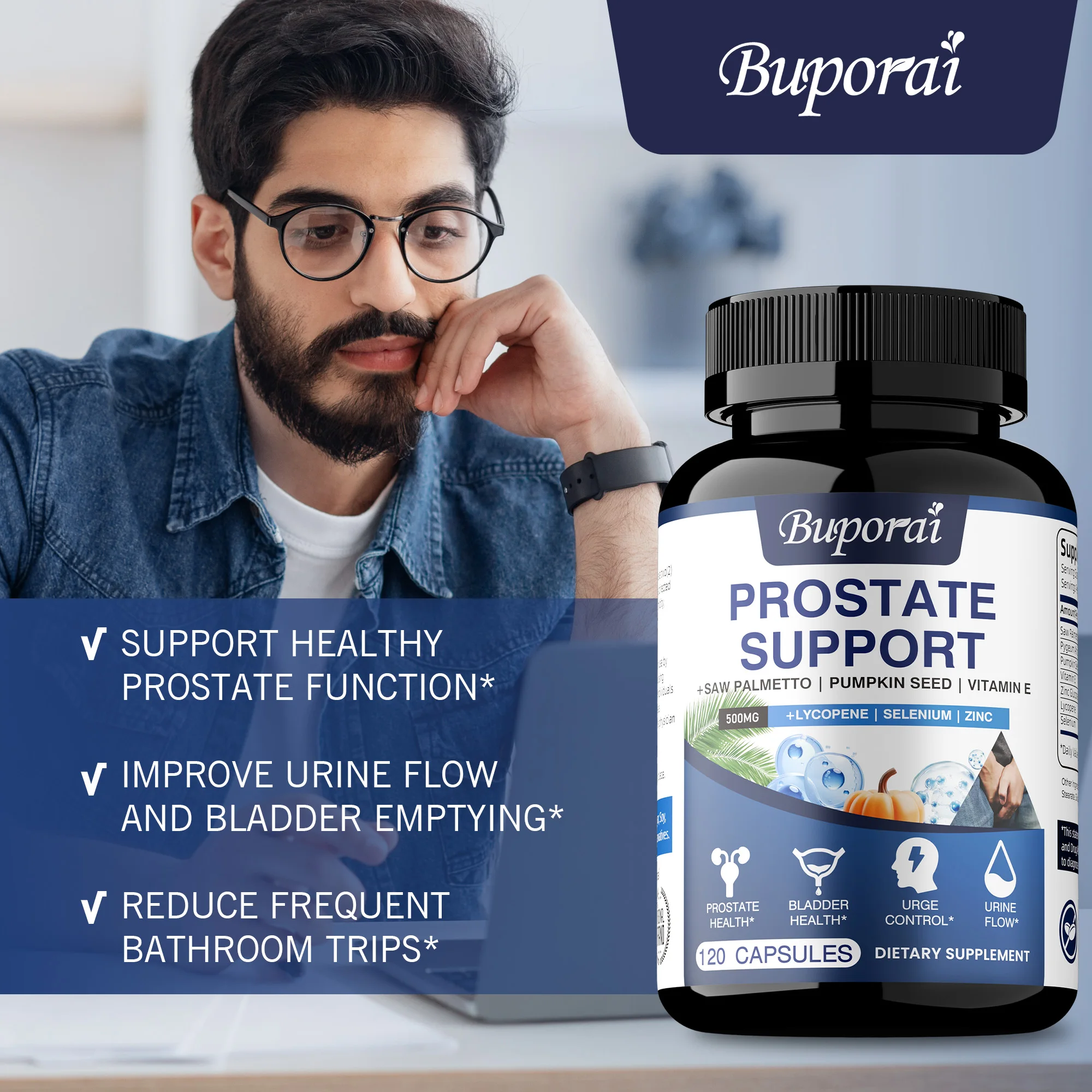 Prostate Support - Antioxidant, Prevents Hair Loss, Supports Prostate, Bladder & Urinary Tract Health, Reduce Frequent Urination
Prostate Support - Antioxidant, Prevents Hair Loss, Supports Prostate, Bladder & Urinary Tract Health, Reduce Frequent Urination