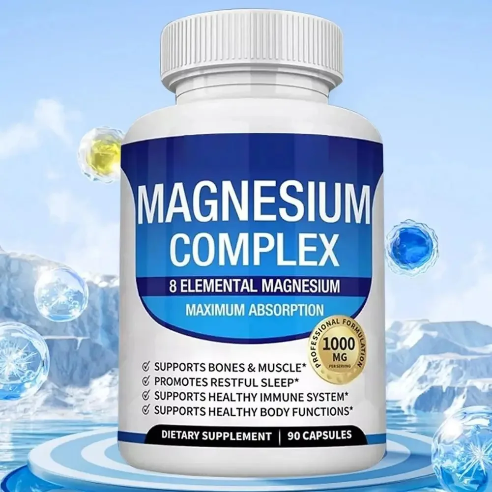 90 Count Triple Magnesium Complex Capsules 1000mg for Support Bone Heart Health Stress & Anxiety Relief
90 Count Triple Magnesium Complex Capsules 1000mg for Support Bone Heart Health Stress & Anxiety Relief