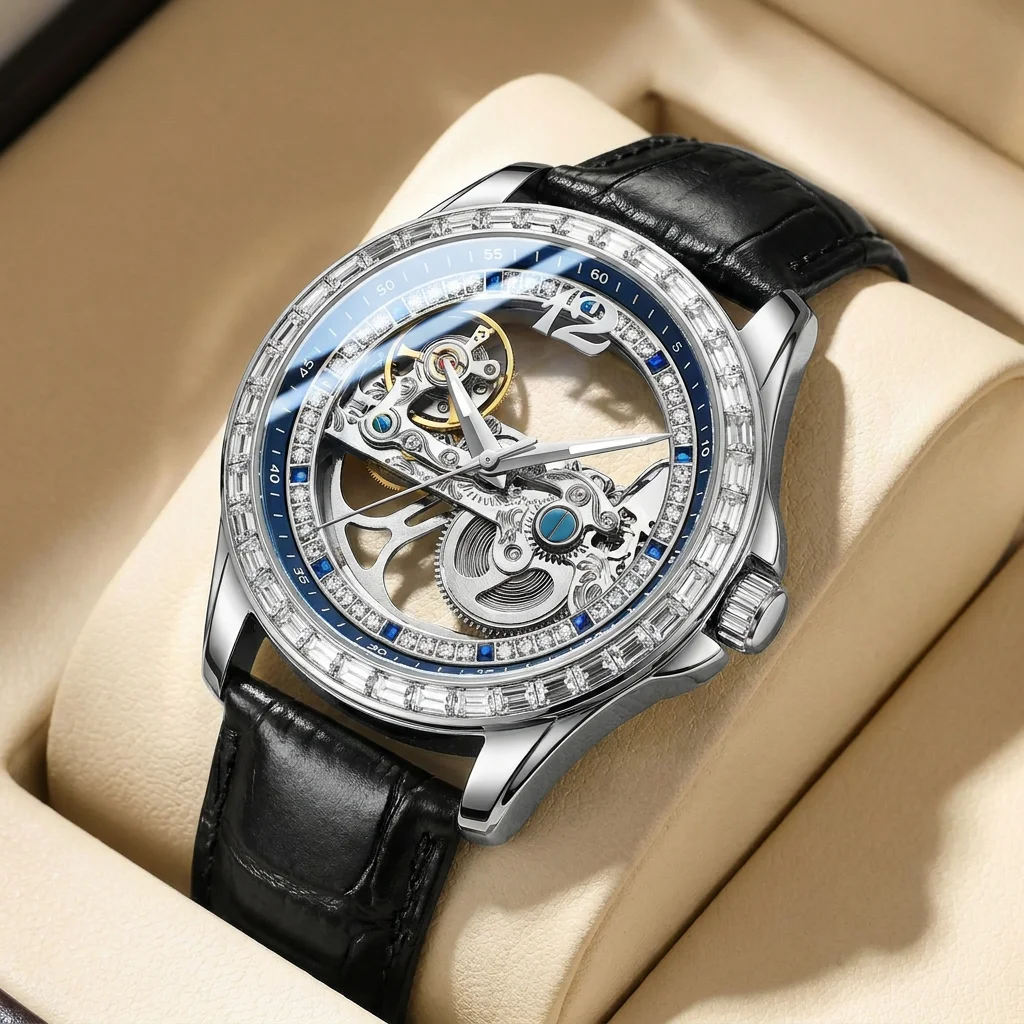 1pcs Men's silver dial leather strap vintage fashion skeleton gear luxury details Mechanical Watch for daily business party holi
1pcs Men's silver dial leather strap vintage fashion skeleton gear luxury details Mechanical Watch for daily business party holi