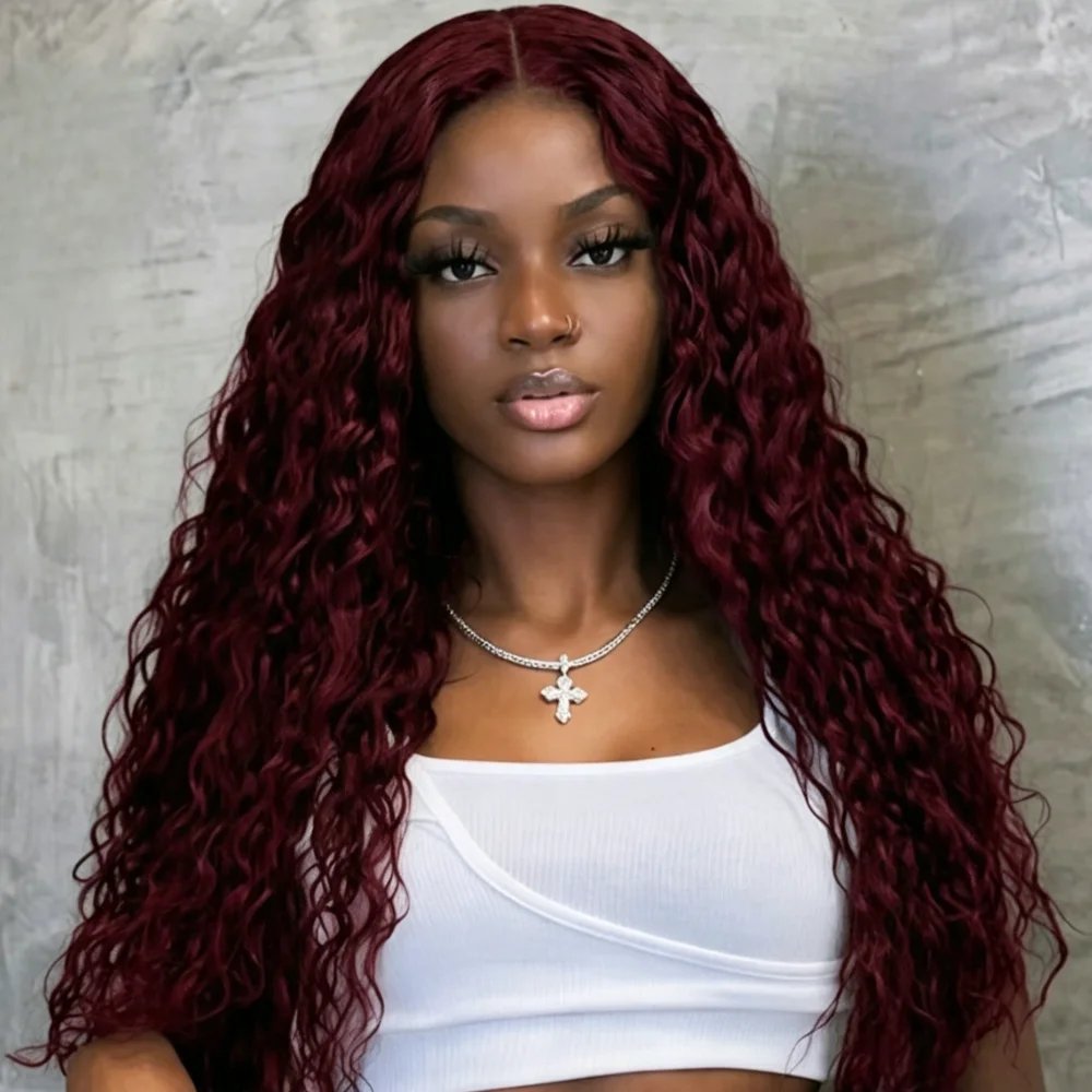 Wine Red Kinky Curly 26 Inch Long Lace Front Wig for Women Soft Synthetic Preplucked Glueless with Baby Hair Daily Wear
Wine Red Kinky Curly 26 Inch Long Lace Front Wig for Women Soft Synthetic Preplucked Glueless with Baby Hair Daily Wear