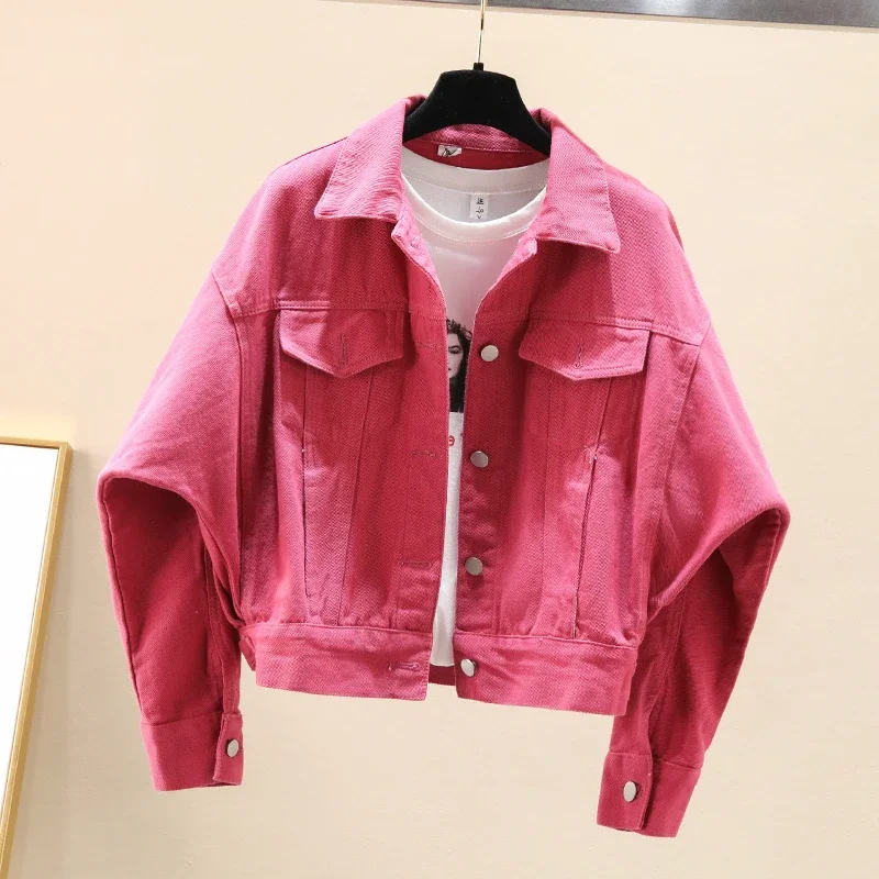 Korean Fashion White Green Rose Red Denim Jacket Women Slim Short Cowboy Outerwear Pocket Long Sleeve Jeans Jacket Coat Female
Korean Fashion White Green Rose Red Denim Jacket Women Slim Short Cowboy Outerwear Pocket Long Sleeve Jeans Jacket Coat Female