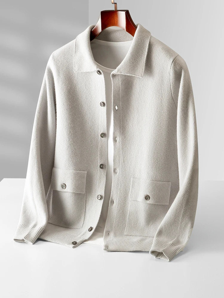 Autumn Winter Men's Button Cardigan 100% Merino Wool Knitwear Polo Collar Long Sleeves Sweater Casual Clothing Thick Coat Tops
Autumn Winter Men's Button Cardigan 100% Merino Wool Knitwear Polo Collar Long Sleeves Sweater Casual Clothing Thick Coat Tops