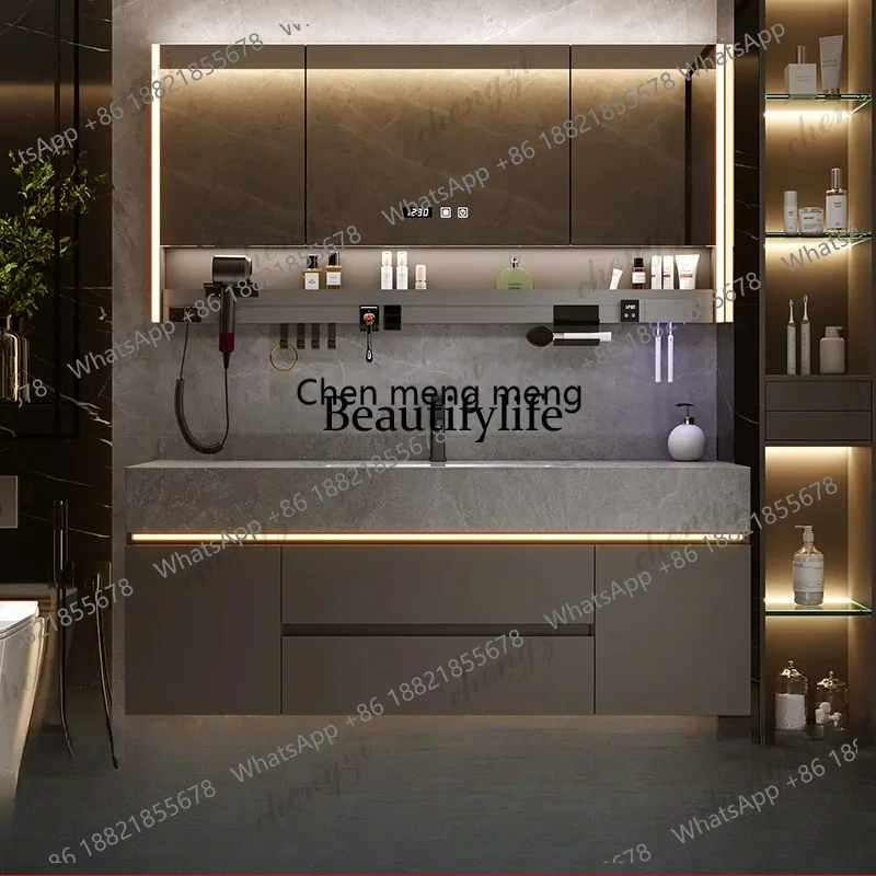 EE182 Bathroom Cabinet with Rock Plate Integrated Basin Bathroom Vanity Cabinet with Sink Smart Mirror Combination Bathroom Furn
EE182 Bathroom Cabinet with Rock Plate Integrated Basin Bathroom Vanity Cabinet with Sink Smart Mirror Combination Bathroom Furn