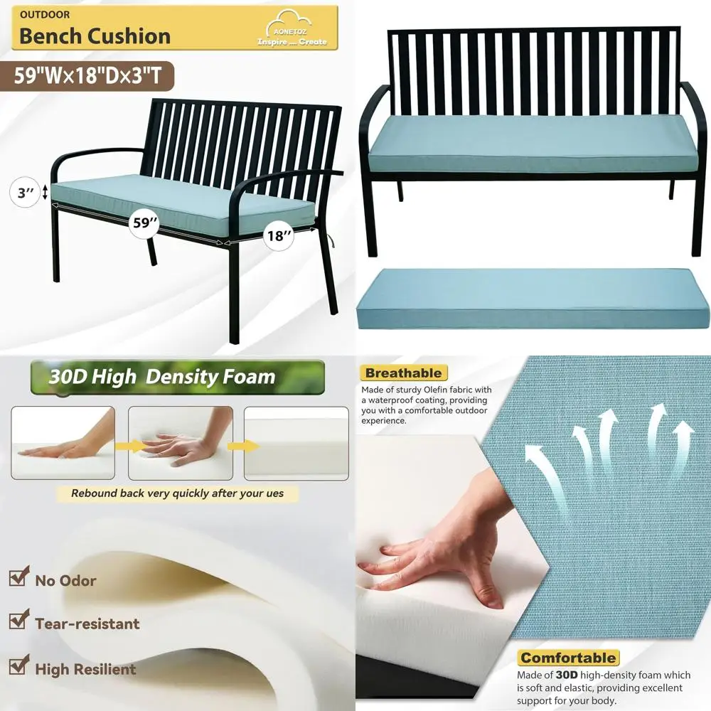 Всепогодная подушка для уличной скамейки со съемным чехлом, подходит для садовой и верандной мебели, 42x18/48x18/59x18 дюймов
Всепогодная подушка для уличной скамейки со съемным чехлом, подходит для садовой и верандной мебели, 42x18/48x18/59x18 дюймов