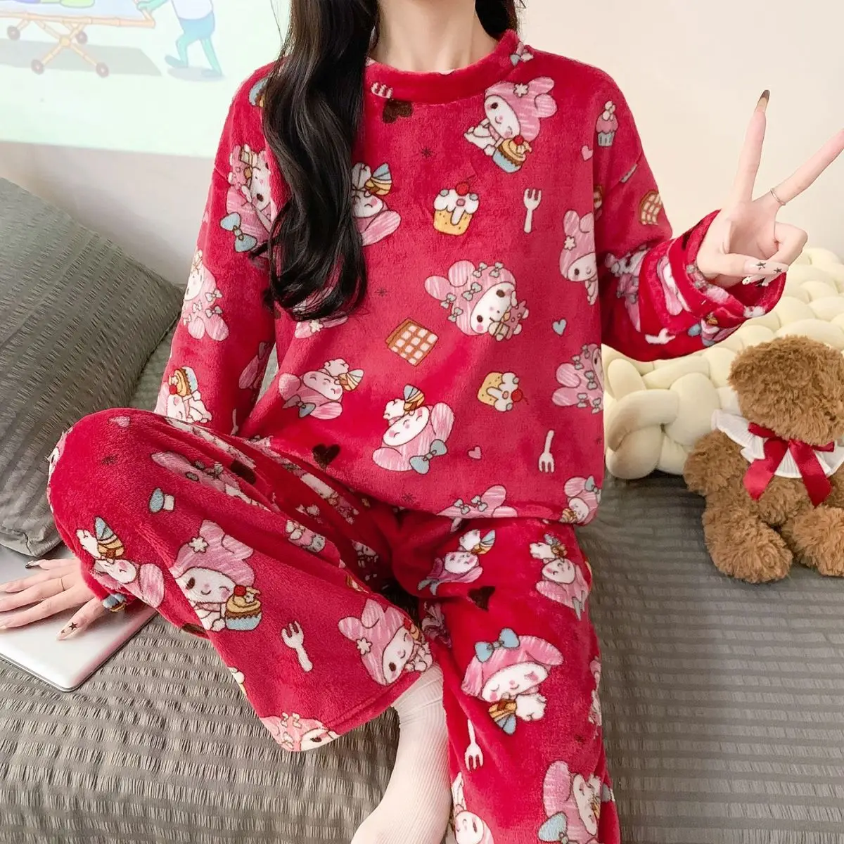 Winter Melody Cartoon Flannel Women's Sleepwear Set Cute, Tolerant, Comfortable Home Clothes Y2K Warm Plush Soft Sleepwear
Winter Melody Cartoon Flannel Women's Sleepwear Set Cute, Tolerant, Comfortable Home Clothes Y2K Warm Plush Soft Sleepwear