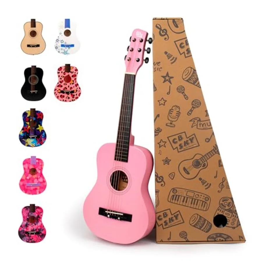 30 Wooden Pink Acoustic Guitar for Girls Gift Musical Toy Musical Instrument for Ages 3-5 and 5-9 Perfect First Guitar with Bri
30 Wooden Pink Acoustic Guitar for Girls Gift Musical Toy Musical Instrument for Ages 3-5 and 5-9 Perfect First Guitar with Bri