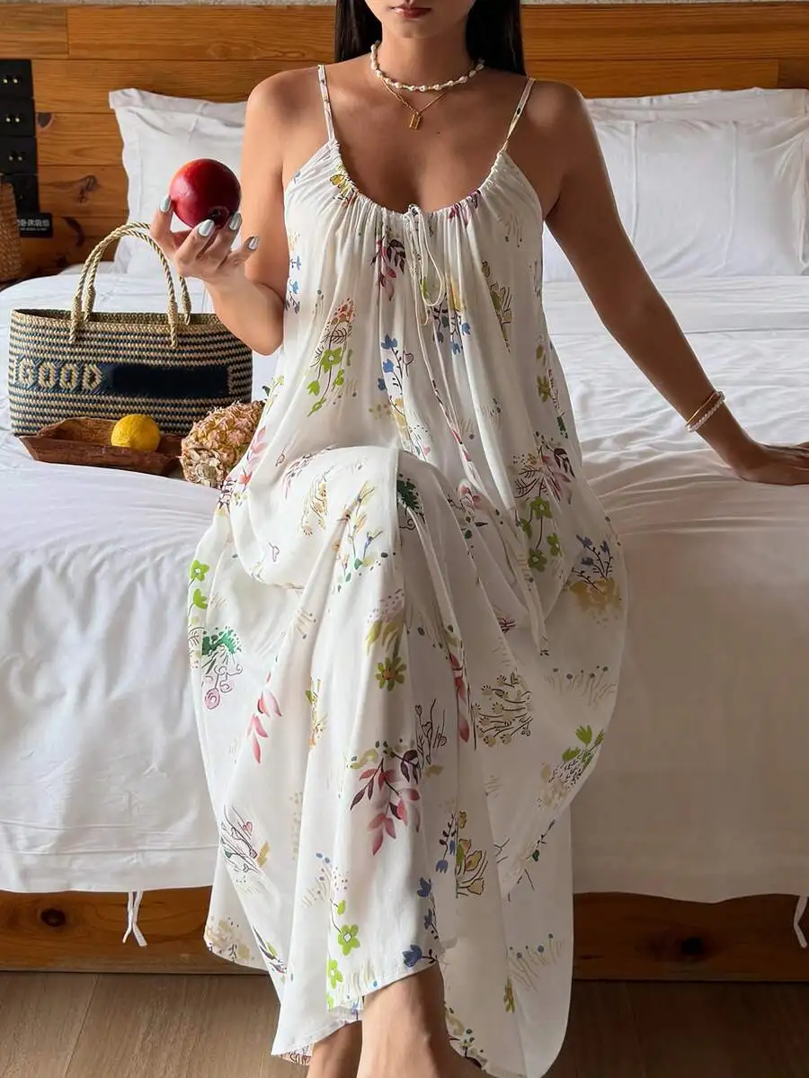 Floral Print Sleeveless Long Nightgown For Women Summer Sleepwear
Floral Print Sleeveless Long Nightgown For Women Summer Sleepwear