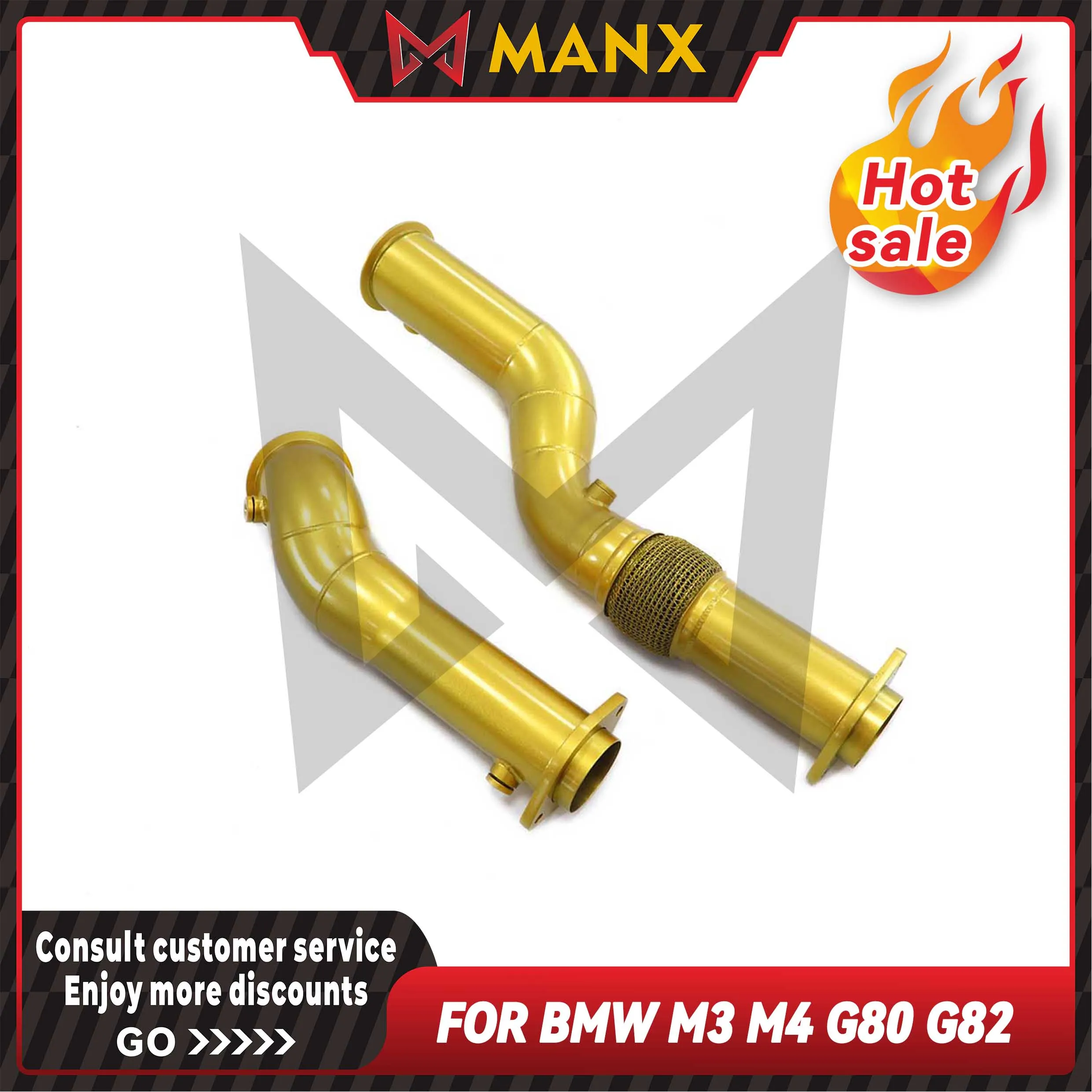 MANX Catalyzed Downpipe Catless Downpipe For BMW M3 M4 G80 G82 Car Exhaust system Ceramic heat insulation golden
MANX Catalyzed Downpipe Catless Downpipe For BMW M3 M4 G80 G82 Car Exhaust system Ceramic heat insulation golden