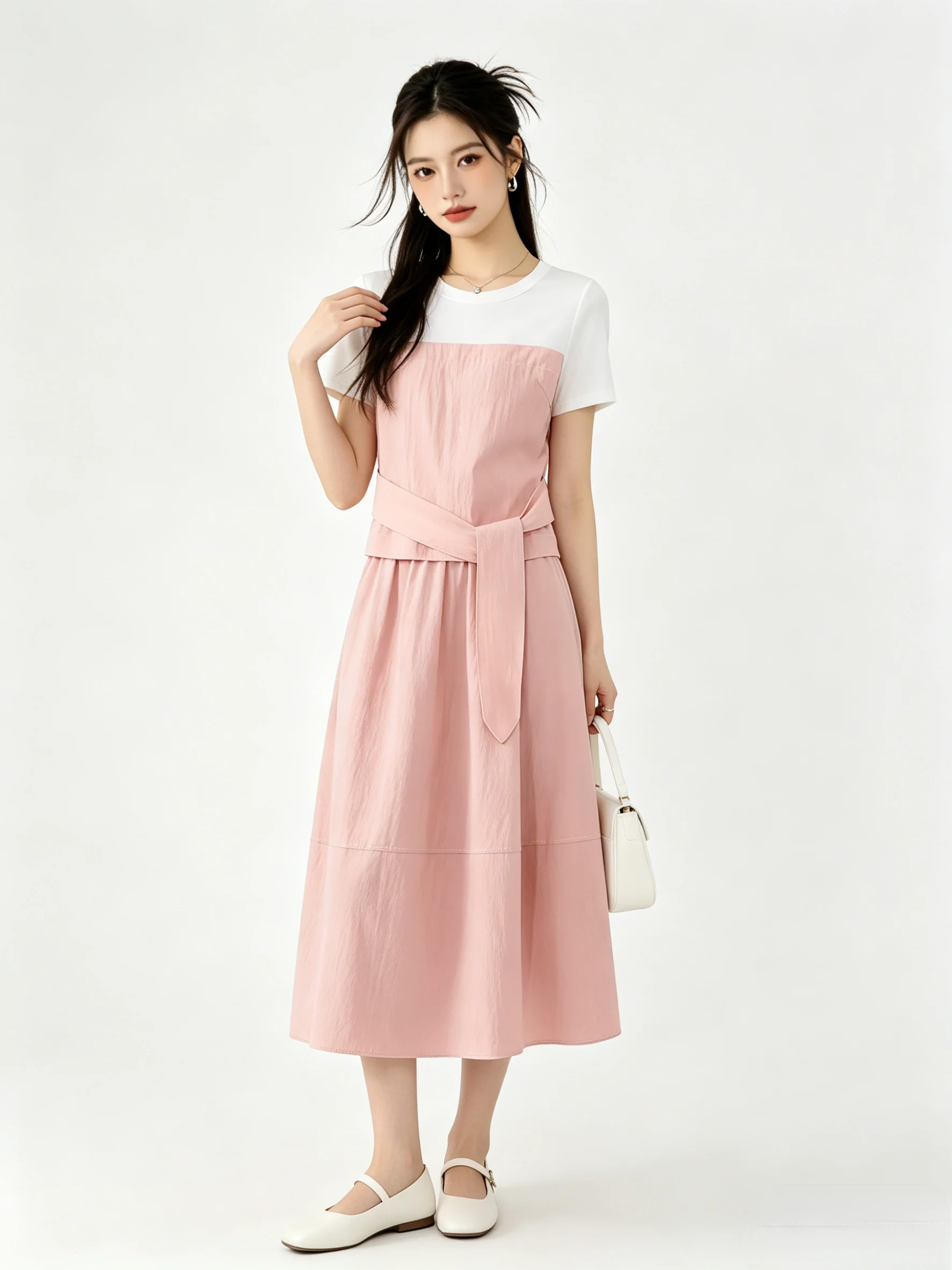 Sweet Pink Splice Color Block T-Shirt And A-Line Skirt Set Summer Fashion High Waist Umbrella Skirt Breathable Short Sleeve
Sweet Pink Splice Color Block T-Shirt And A-Line Skirt Set Summer Fashion High Waist Umbrella Skirt Breathable Short Sleeve
