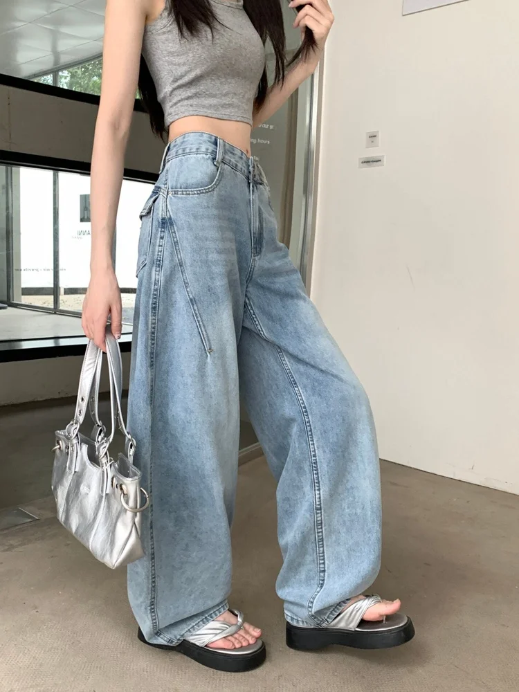 Light Blue High Waist Wide Leg Women's Jeans Summer 2026 New American Retro Wash Design Sense Knife Long Pants
Light Blue High Waist Wide Leg Women's Jeans Summer 2026 New American Retro Wash Design Sense Knife Long Pants