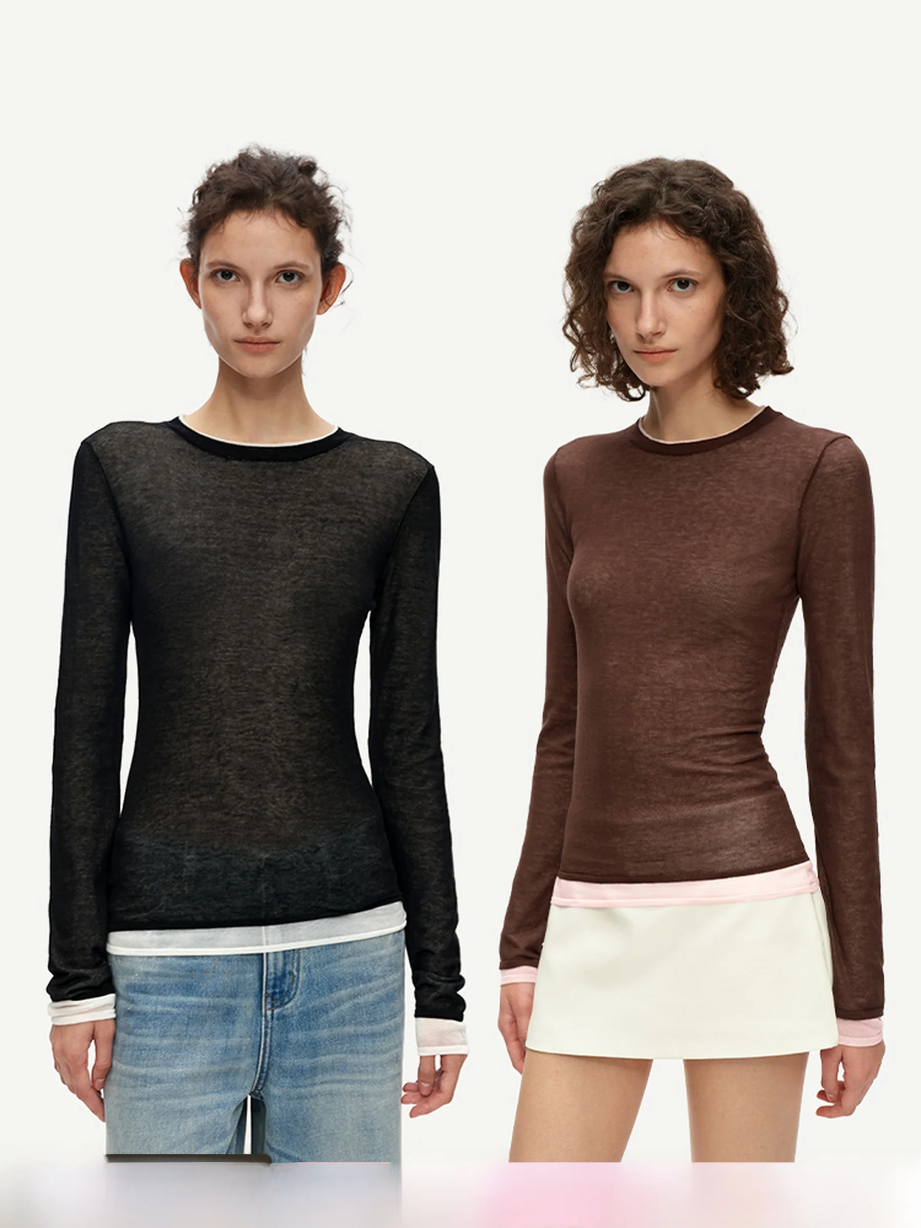 Ultra-Thin Cotton Faux Two-Piece Slimming Comfortable Skin-Friendly Color Blo Knitted Long Sve Base Layer T-irt for Women
Ultra-Thin Cotton Faux Two-Piece Slimming Comfortable Skin-Friendly Color Blo Knitted Long Sve Base Layer T-irt for Women