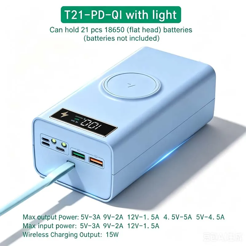 T21 21 Slots 18650 Battery Power Bank Case DIY Flashlight Charger Box Dual USB Port Portable Battery Storage Holder Shell Case
T21 21 Slots 18650 Battery Power Bank Case DIY Flashlight Charger Box Dual USB Port Portable Battery Storage Holder Shell Case
