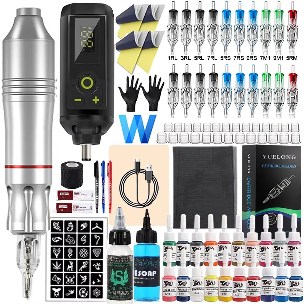 Wireless Tattoo Pen Machine Kit Cartridge Machine Pen with Cartridge Needle Ink Accessories Set for Permanent Makeup Tattoo Kit
Wireless Tattoo Pen Machine Kit Cartridge Machine Pen with Cartridge Needle Ink Accessories Set for Permanent Makeup Tattoo Kit