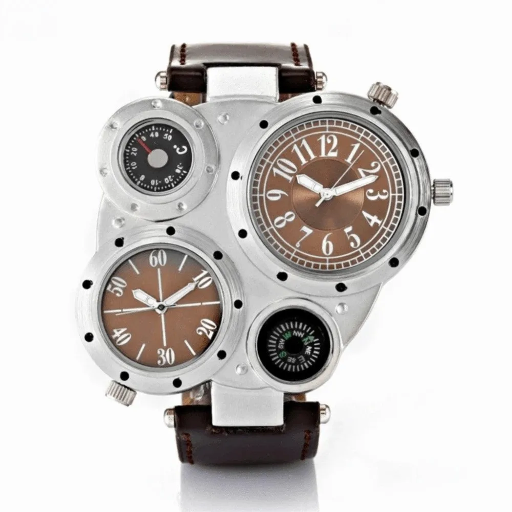 PU Leather Strap Big Face Watches Leather Strap Luminous Quartz Watch Large Dial Compass Decoration Dual Time Zone Watch
PU Leather Strap Big Face Watches Leather Strap Luminous Quartz Watch Large Dial Compass Decoration Dual Time Zone Watch