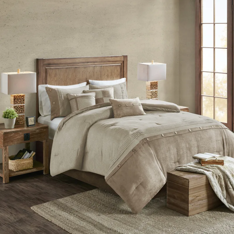 7 Piece Faux Suede Comforter Set Tan King
7 Piece Faux Suede Comforter Set Tan King
