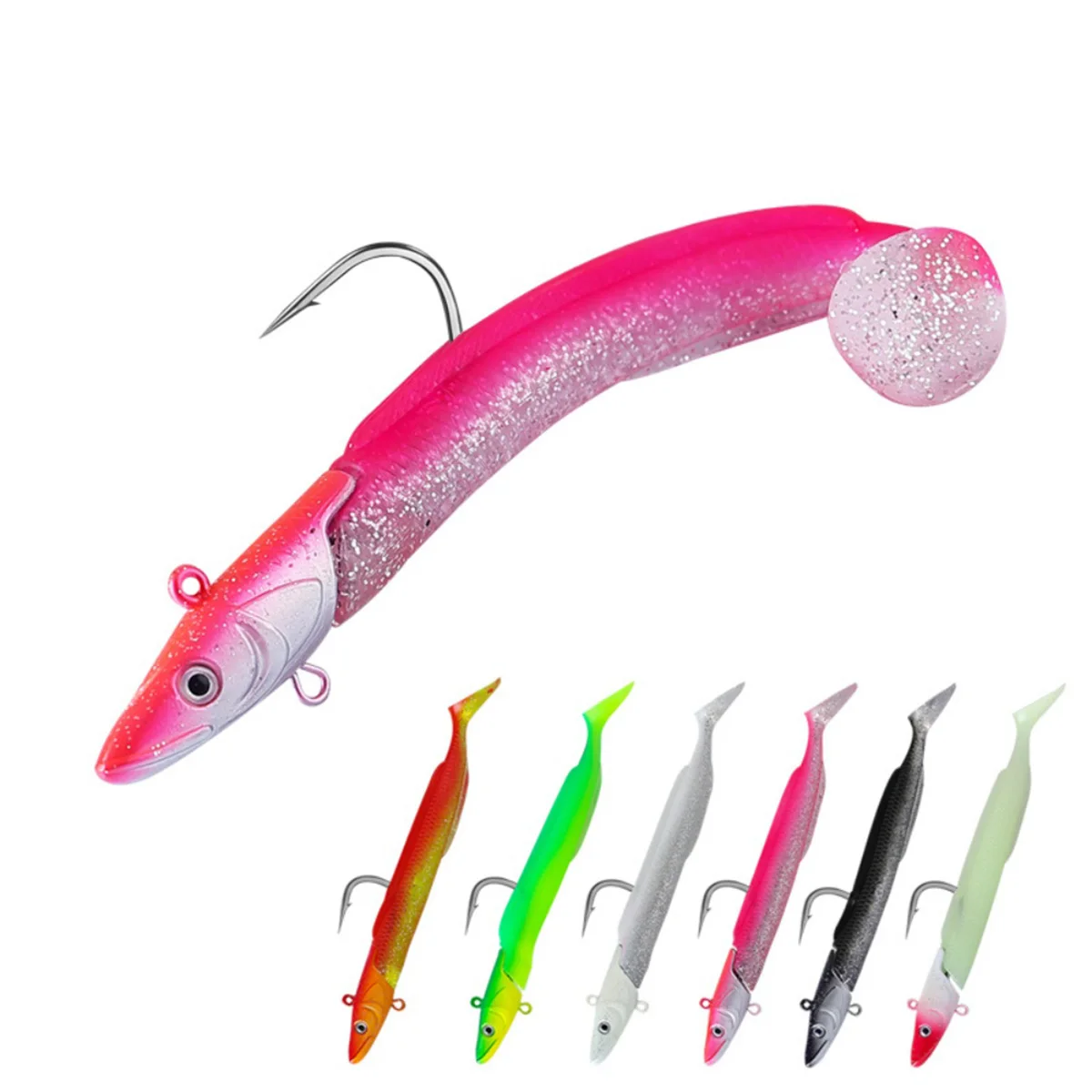 1pc Black Trout Soft Lure Spinner Lead Head Jig Pre-rigged Sea Fishing Bait for Bass Barracuda Wobbler Swimbait Tackle
1pc Black Trout Soft Lure Spinner Lead Head Jig Pre-rigged Sea Fishing Bait for Bass Barracuda Wobbler Swimbait Tackle