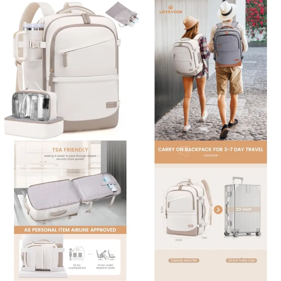 Travel Backpack for Women and Men, 50L Carry on Backpack Airline Approved, Large TSA Personal Item Travel Bag fits 17.3" Laptop
Travel Backpack for Women and Men, 50L Carry on Backpack Airline Approved, Large TSA Personal Item Travel Bag fits 17.3" Laptop