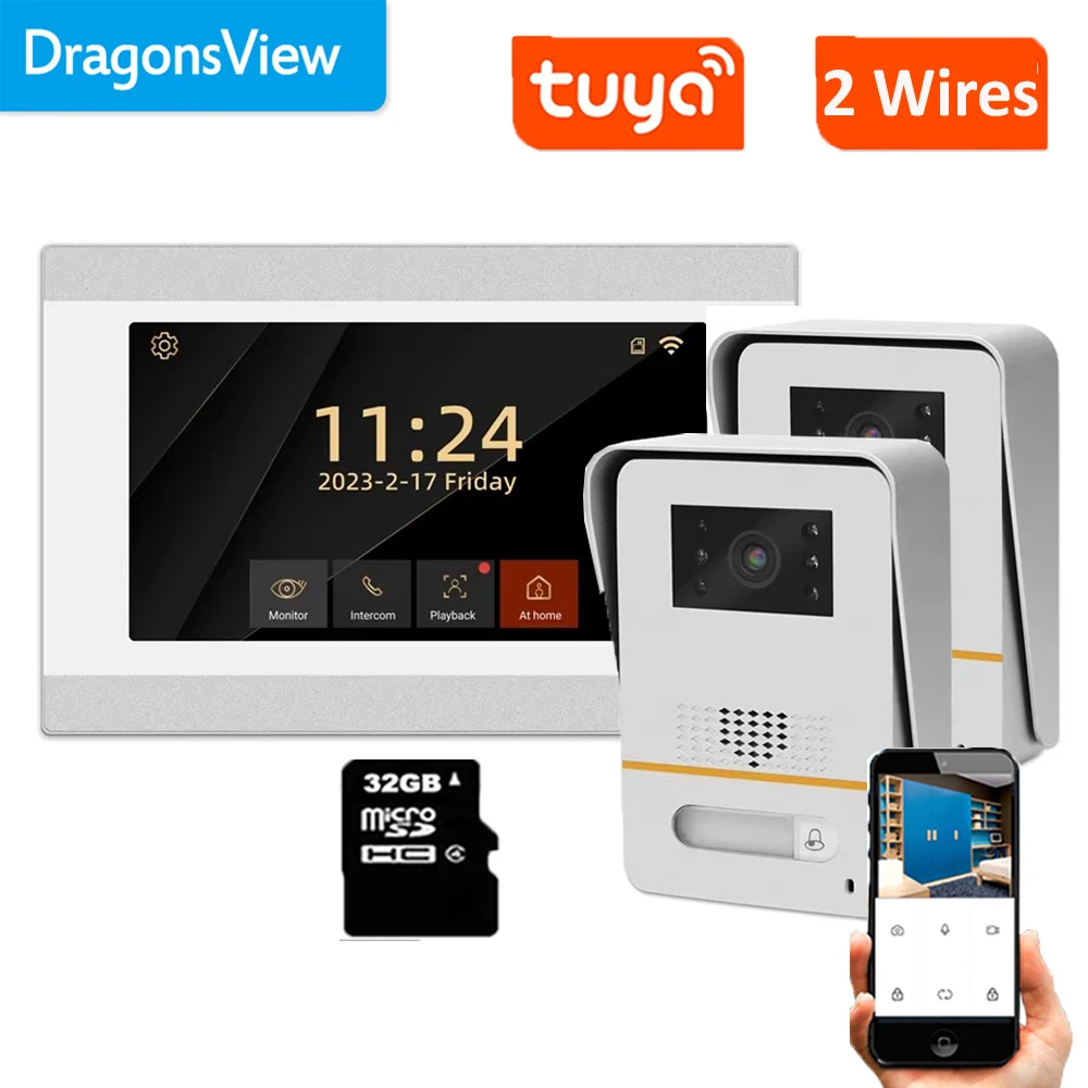 Dragonsview 7 Inch 1080p Video Intercom Tuya Smart Door Phone Doorbell Wifi Wireless 2 Wires System Unlock Talk Motion Detect
Dragonsview 7 Inch 1080p Video Intercom Tuya Smart Door Phone Doorbell Wifi Wireless 2 Wires System Unlock Talk Motion Detect