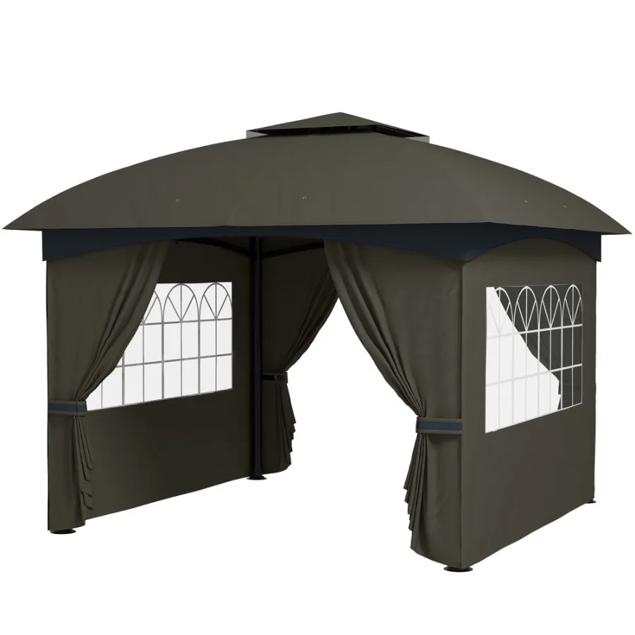 11' x 11' Outdoor Gazebo Double Roof Patio Gazebo with Curtains Church Windows Galvanized Steel Frame Dark Gray
11' x 11' Outdoor Gazebo Double Roof Patio Gazebo with Curtains Church Windows Galvanized Steel Frame Dark Gray