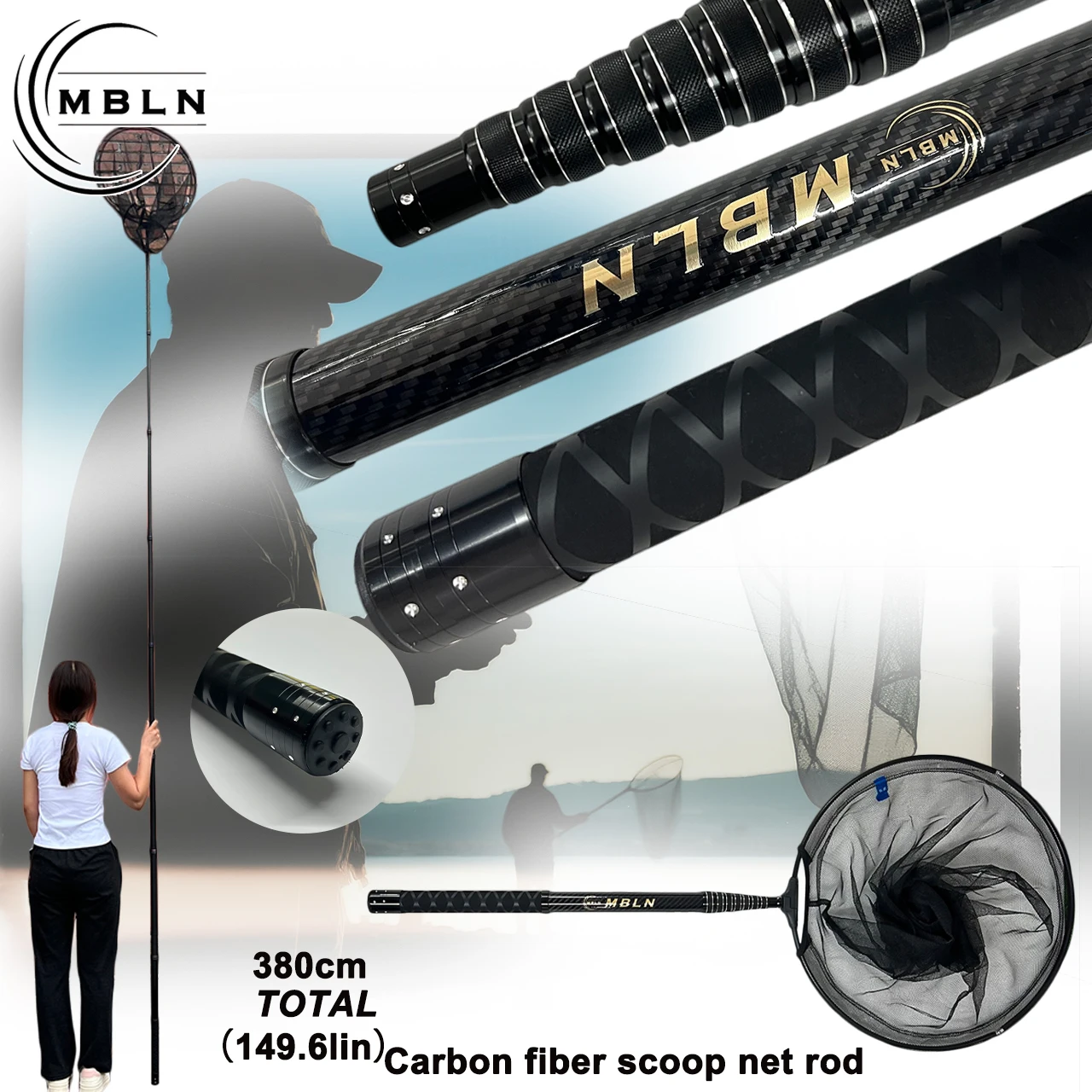1pc MBLN Carbon Landing Net Set,3m Telescopic Pole,45cm Alloy Net Head,380cm Extendable,58cm Folded, Portable,Anti-Slip Handle
1pc MBLN Carbon Landing Net Set,3m Telescopic Pole,45cm Alloy Net Head,380cm Extendable,58cm Folded, Portable,Anti-Slip Handle