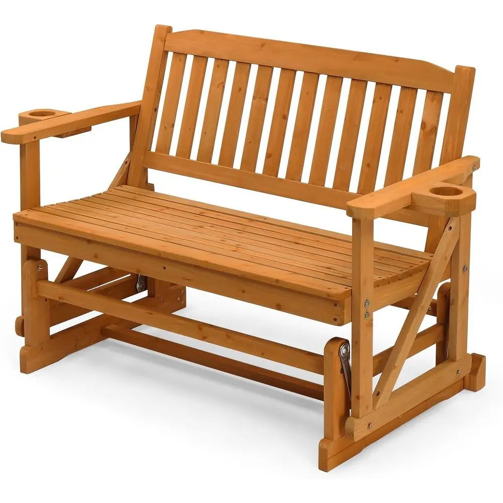 2-Person Teak Patio Glider Bench with Cup Holders for Outdoor Garden and Porch Relaxation
2-Person Teak Patio Glider Bench with Cup Holders for Outdoor Garden and Porch Relaxation