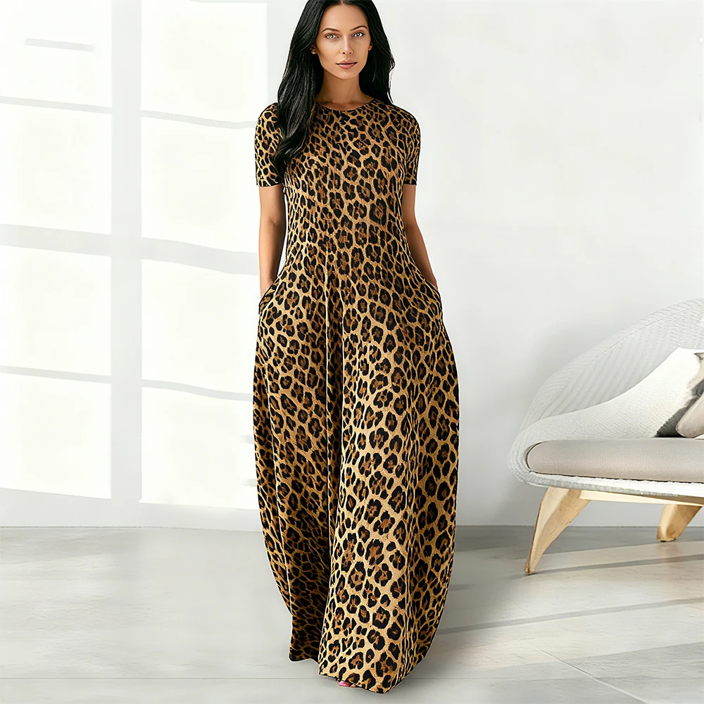 New Women's Leopard Print Short-Sleeve Pocket Long Dress Bohemian Casual Style Clothing Latest Everyday Party Fashion Outfits
New Women's Leopard Print Short-Sleeve Pocket Long Dress Bohemian Casual Style Clothing Latest Everyday Party Fashion Outfits