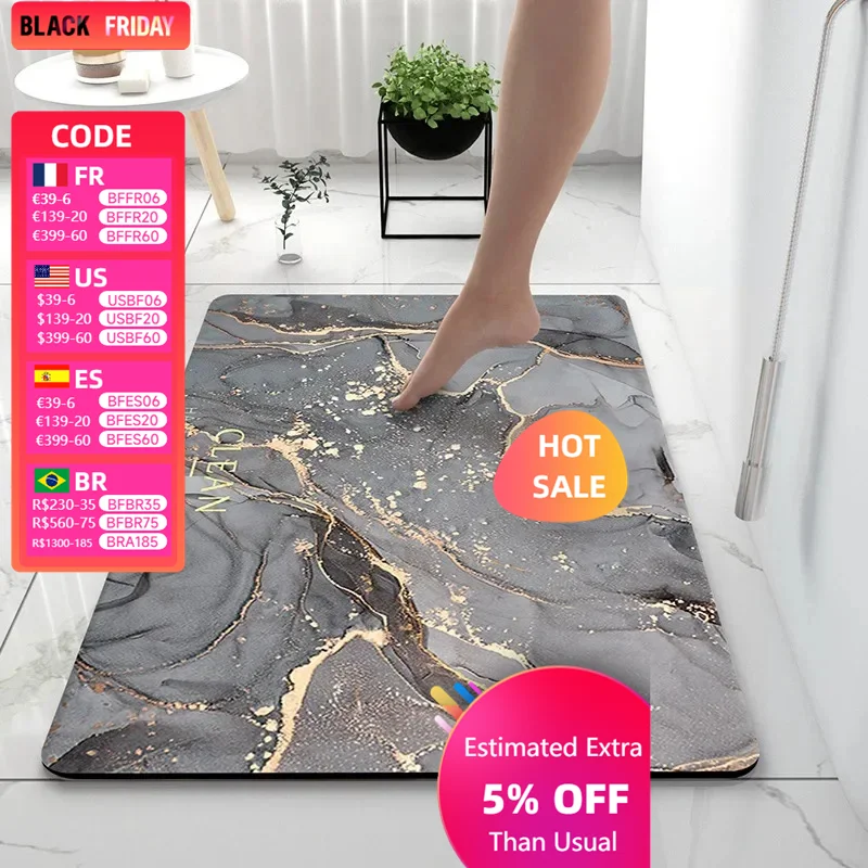 Light luxury bathroom soft diatom mud absorbent floor mat, toilet, quick-drying foot pad at the door of the toilet, non-slip pad
Light luxury bathroom soft diatom mud absorbent floor mat, toilet, quick-drying foot pad at the door of the toilet, non-slip pad